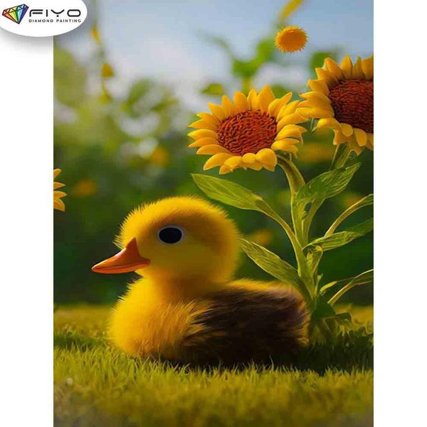 FIYO Ducks and Sunflowers Diamond Painting Kits For Adults DIY 5D Diamond Mosaic Diamond Painting Home and Kitchen Fashion Canvas Pictures Wall Decor