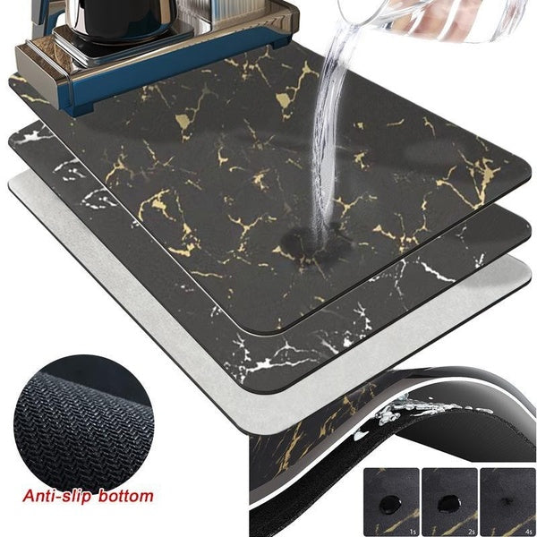 (S,M,L)Super Absorbent Tableware Draining Pad Coffee Drain Pad Dish Drying Mat Quick Dry Rug Kitchen Dinnerware Placemat Kitchen Countertops Mat