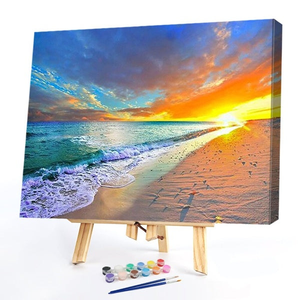Paint By Numbers Quiet Seaside FIYO Diy Oil Paint by Numbers Kits for Adults and Kids Beginner on Canvas Fashion Oil Painting Wall Art for Gift( No F