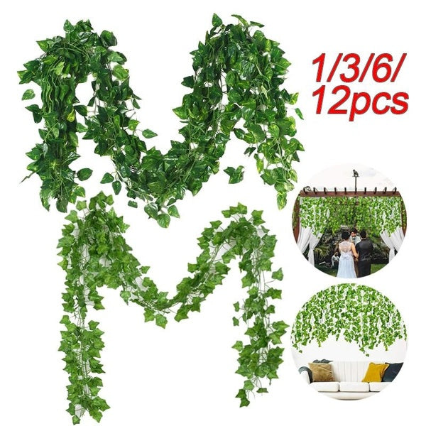 1-3-6-12pcs Artificial Plants Leaf Ivy,6.56feet Artificial Fake Ivy,Home Greenery Vine Decoration Fake Plants,Garden, Bedroom,Office Decor. Wedding P