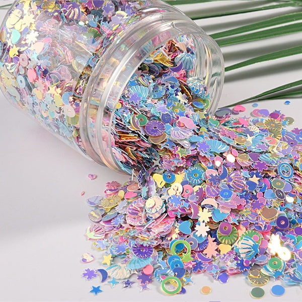 10g-Pack Mix Macaroon Colors Nail Sequins For Craft Glittering Star Heart Sakura Sequin Paillettes DIY Manicure Nail Art Decor