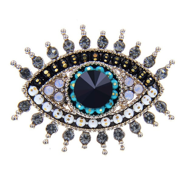 Nouvelle Arrivée Strass Oeil Broches Pour Femmes Alliage Beauté Chanceux Oeil Perles Mariages Partie Broche Pins Chemise Bijoux
