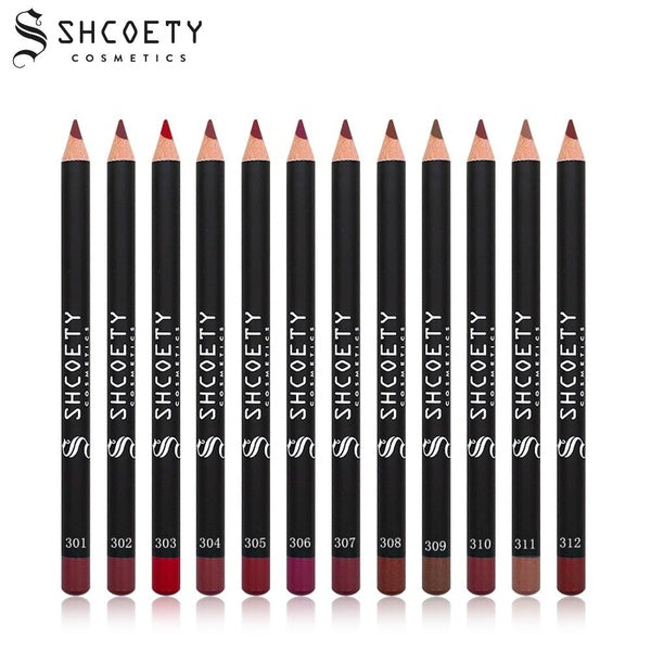 12 color ultra-thin lip pencil designed for professional make-up artists, long-lasting lip liner