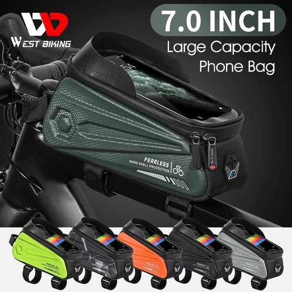 WEST BIKING Waterproof Bicycle Bag 7.0 Inch Sensitive Touch Screen Phone Bag MTB Road Bike Front Frame Bag Cycling Accessories Matron Inn