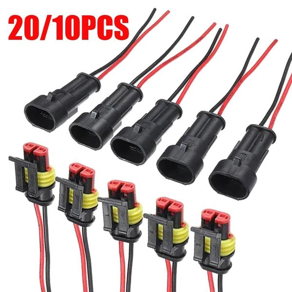 20-10PCSNew Waterproof Male Female Electrical Connectors Plug 10CM 2-Pin Way for Car Motorcycle Scooter Marine