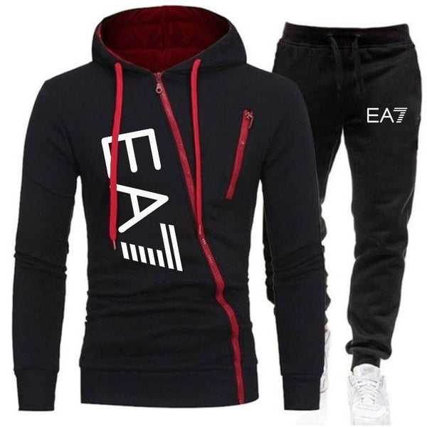 Fashion Men Zipper Hoodie Set Sportwear Suit Casual Male Jacket Sweatshirt + Pants 2 pcs Set Autumn Winter Tracksuit Suit