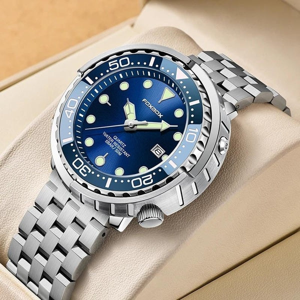 LIGE FOXBOX Nouvelle Montre de Plongée Hommes 50M Étanche Auto Date Horloge Casual Sport Montres Original Marque Hommes Lumineux Lunette Tournante Qu