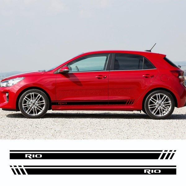 2Pcs For KIA RIO Car Long Side Skirt Stickers Auto Vinyl Film Decals Automobile Decoration Sport Styling Tuning Car Accessories