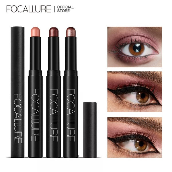 FOCALLURE 24 Colors Pearlescent Eyeshadow Stick Waterproof Glitter Shimmer High Pigment Eye Shadow Liner Pen Eyeliner Makeup Cosmetics