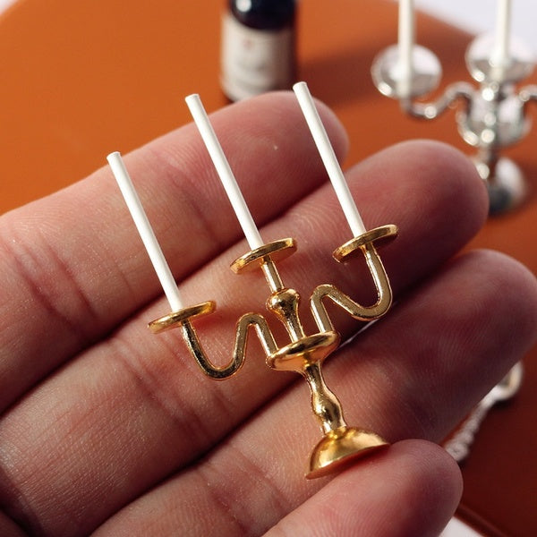 Dollhouse Retro Candle Holder Candle Lamp Scene Model Doll House Accessories