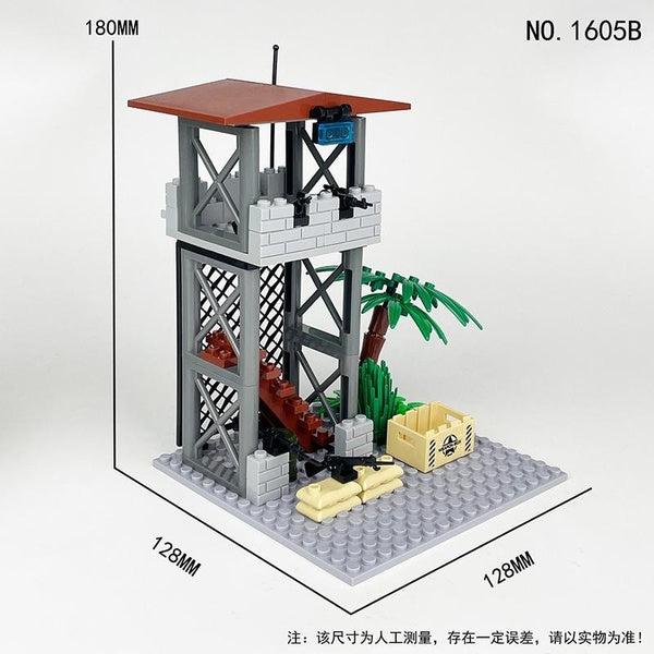 Military Moc Series Island Watchtower Small Military Base Building Blocks Bricks Toys Gifts