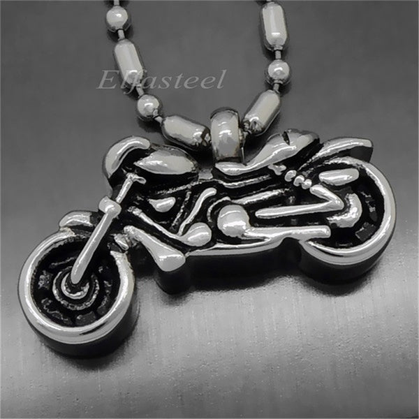 Men Women Fashion Silver Motorcycle Bike Cremation Keepsake Memorial Urn Small perfume bottle Stainless Steel Pendant Necklace