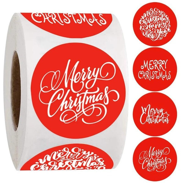 100pcs Merry Christmas Stickers Candy Bag Sealing Sticker Christmas Gifts Box Label New Year Xmas Ornaments