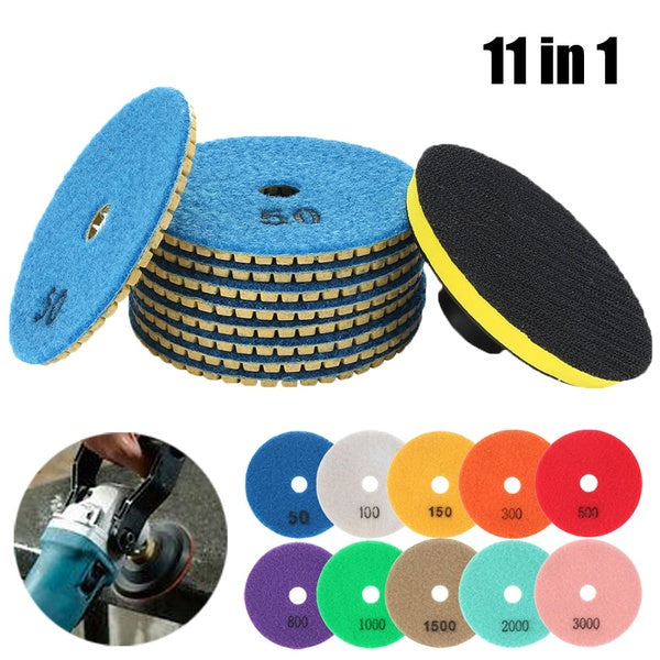 10 pièces 4 "-100 mm diamant tampon de polissage humide disque avec M10 filetage femelle tampon d'appui en caoutchouc pour granit-béton-marbre, grain