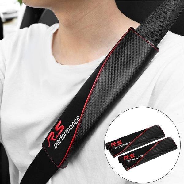 Pair Carbon Fiber Car Safety Belt Cover Pads Universal Suede Shoulder Cushion Protector Vehicle Seat Strap Interior Accessories