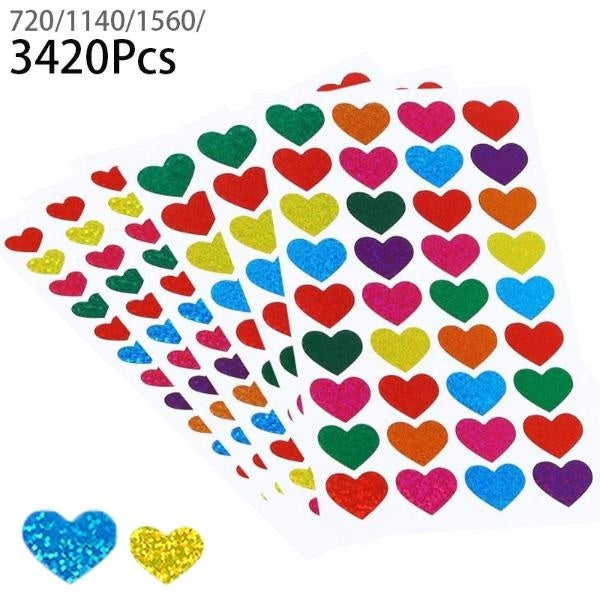 720-1140-1560-3420Pcs New Multicolor Heart Shape Love Valentine's Day Stickers Wedding Party Seal Labels Gift Decoration Wrap Tag Stickers Self-adhes