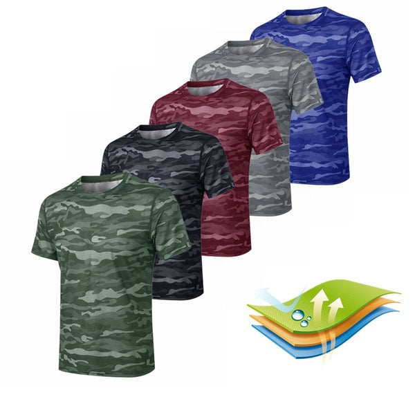 New Men's Round Neck Casual Tops Fashion Sports and Fitness Camouflage Short-sleeved T-shirts Round Neck Slim Men's T-shirts