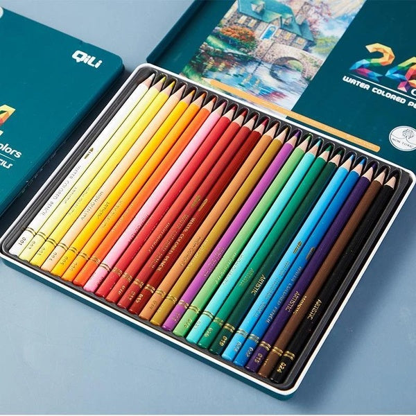 12-24 Pieces-Box Colored Pencil Set Metal Box Professional drawing Graphite Color Wooden Pencils School art supplies Stationery