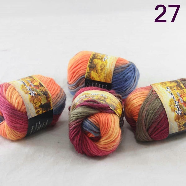 New Sale 4 BallsX50g Rainbows Colorful 100% Wool Chunky Knit Yarn Crocheting Scarves and Shawls Blue Orange Yellow Purple Army Green 827 Professiona