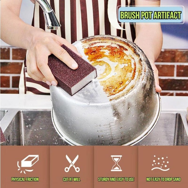 Extra Durable Carborundum Sponge for Powerful Cleaning and Rust Removal at Home-Carborundum Scrubber with Powerful Decontamination for Kitchen and Ho