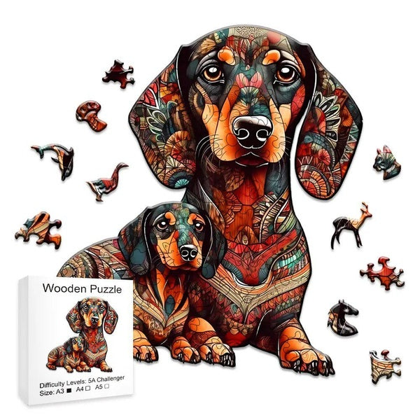 Nouveaux jolis Puzzles d'animaux en bois aux couleurs vives, jeux de Puzzle de chiens pour adultes et enfants, jeu familial populaire, jouets intelle