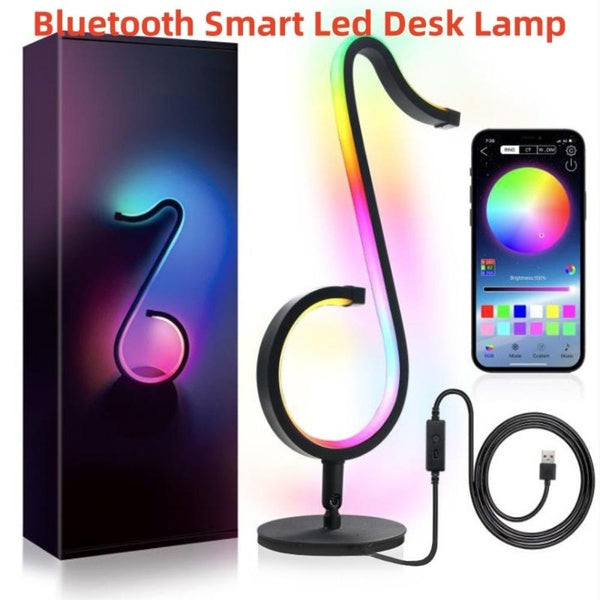 Bluetooth Smart Led Desk Lamp Rgb Gaming Room Dimmable Atmosphere Light Night Light Musical Note Desk Lights For Party Live Room Desk Atmosphere Ligh