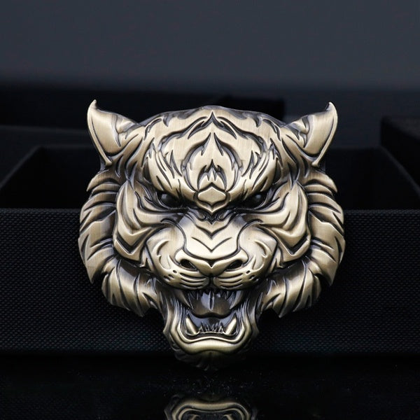 Noizzy Tête de Tigre Charme Emblème Autocollant de Voiture Capot Auto 3D Métal Badge Bête Bronze Moto Tuning Style