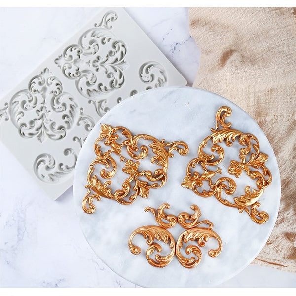 KUXSE Baroque Retro Relief Silicone Mold DIY Fondant Cake Decorating Tools Chocolate Clay Candy Gumpaste Molds Sugarcrft Pastry Baking Tools