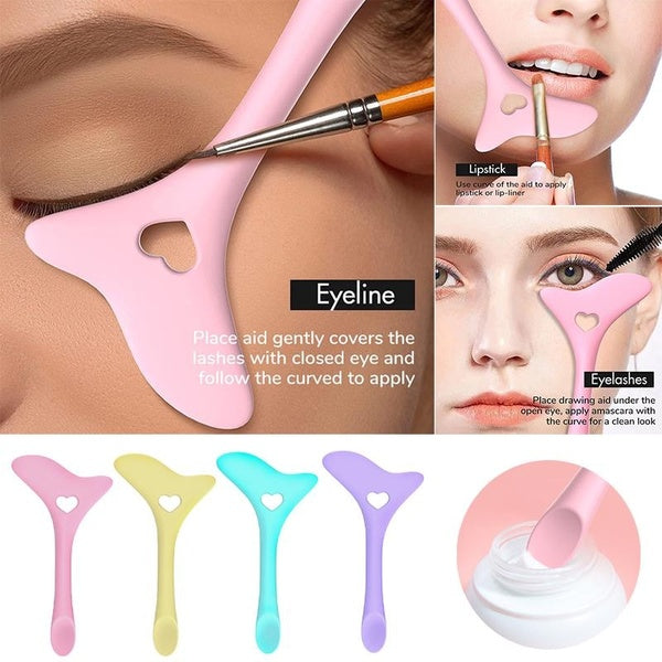 Multifunctional Silicone Eyeliner Stencils Mascara Drawing Eyeshadow Lipstick Wearing Aid Face Cream Applicator Makeup Tool