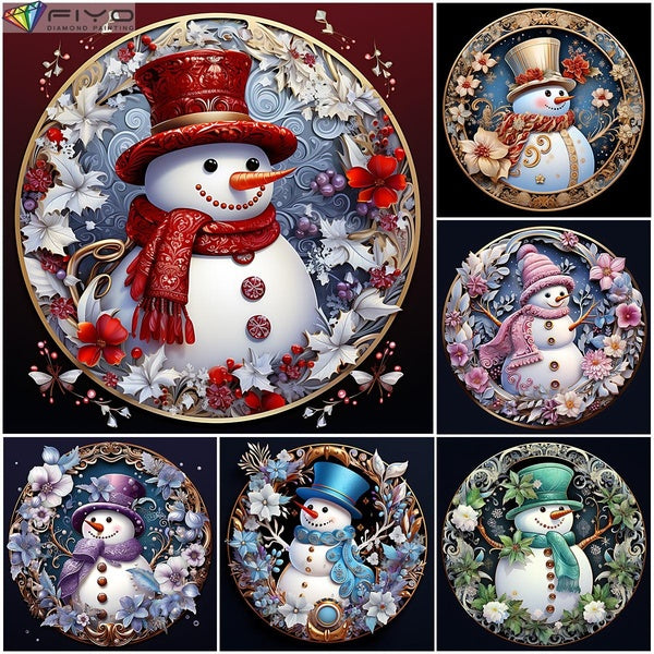 FIYO Snowman DIY 5D Diamond Painting Full Drill with Number Kits Home and Kitchen Fashion Mosaic Diamond Painting Canvas Wall Decoration Gift Crafts