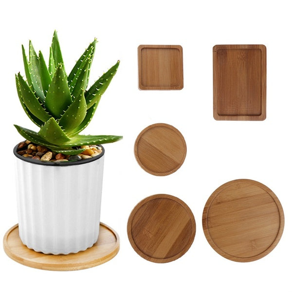 Bamboo Round Square Bowls Plates for Succulents Pots Trays Base Stander Garden Decor Home Decoration Crafts