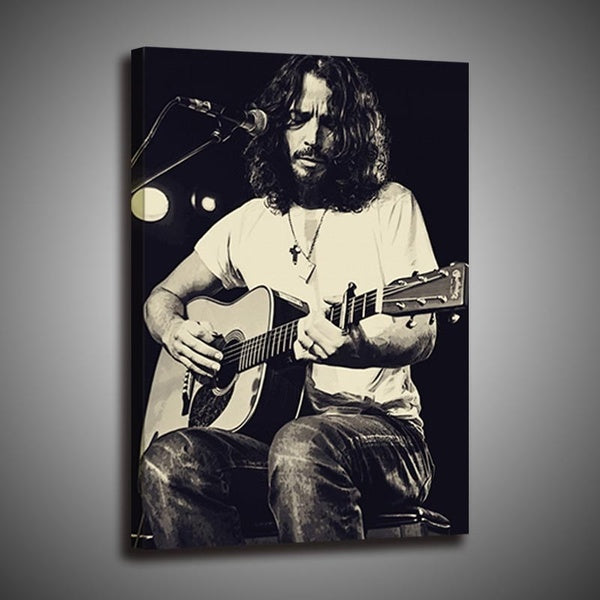 No Frame , Canvas Printing Modern Home Decoration Art, Chris Cornell and Guitar Poster Decoration