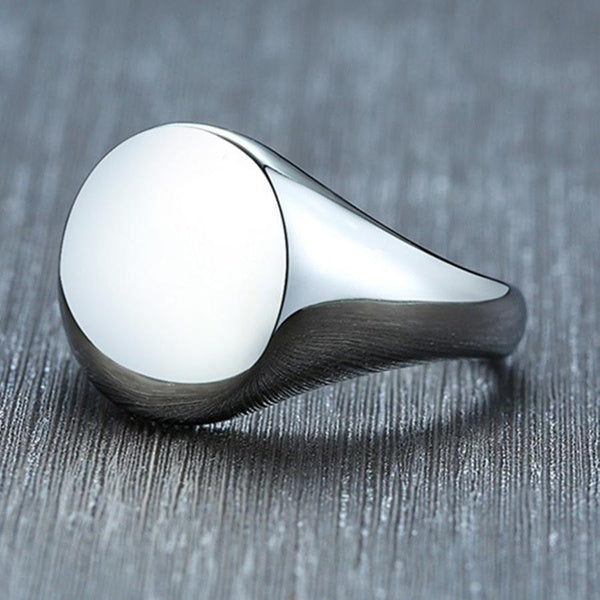 High Polished Silver Titanium Steel Fashion Trendy Ring For Women Men Personalized Jewelry Punk Rock Stamp Signet Rings