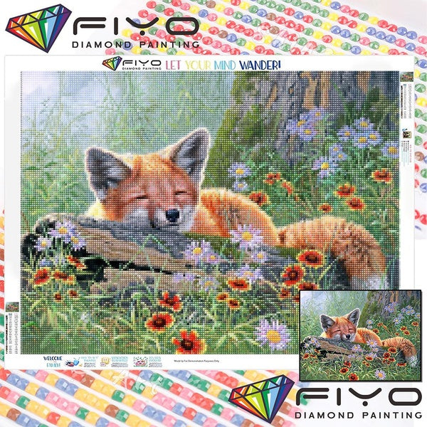 FIYO DIY 5D Fox Diamond Painting Full Drill with Number Kits Home and Kitchen Fashion Mosaic Diamond Painting Canvas Wall Decoration Gift Crafts for