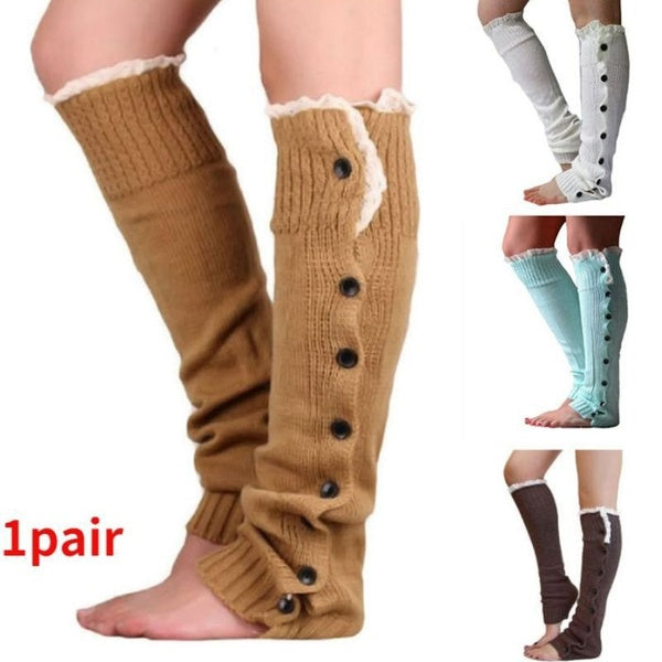 Delysia King Christmas new style lace socks with buttons, straight knit socks, leg sleeves