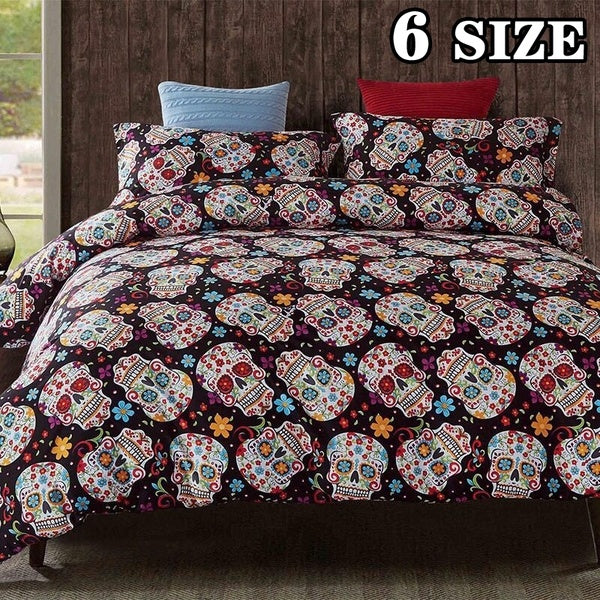 Linzgm-X New Fashion 3D Skull Printed Bedding Set Baby-Single-Twin-Double-Full-Queen-King Duvet Cover With Pillowcase Set
