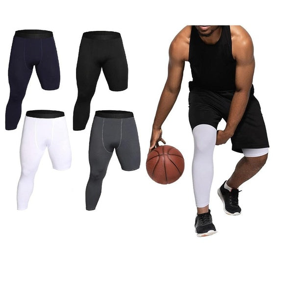 Collants de Compression à une jambe pour hommes, Leggings pour hommes, pantalons de couche de Base athlétiques pour le basket-ball, sport, 3-4