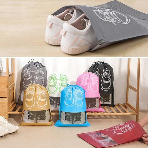 5pcs-pack Shoe storage bag non-woven bundle bag household travel storage bag dustproof environmental protection bag drawstring shoe bag