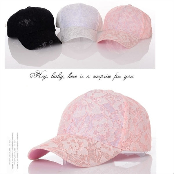 Ladies Pretty Lace Summer Adjustable Baseball Ball Cap Sun Beach Hat