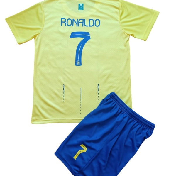 Ronaldo Cristiano Al Nassr Yellow kids-youth soccer football jersey and shorts