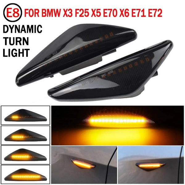2x Dynamic LED Indicator Side Marker Signal Accessories OEM# 63137171007-63137171008 for BMW X5 E70 X6 E71 E72 X3 F25 2011-2017