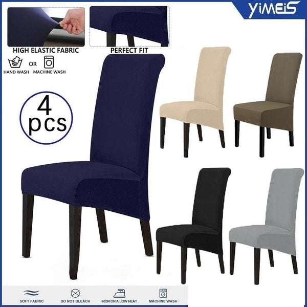 4PCS XL Size High Back Spandex Stretch Elastic Chair Cover Seat Covers Slipcover For Wedding Party Banquet Dining Room Home Decoration