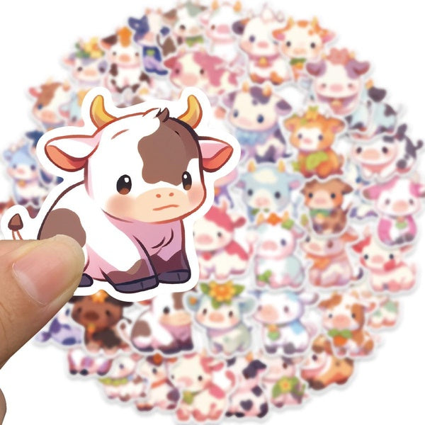 10-50pcs Cute Colorful Cow Stickers Kawaii Aesthetic graffiti Stickers for DIY Luggage Laptop Skateboard Motorcycle Bicycle Stickers