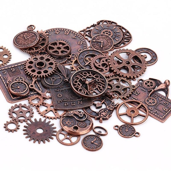 10-20-40 Pcs Vintage Steampunk Style Metal Clock Gear DIY Pendant Charms Making Forjewelry Necklaces Bracelets Keychain DIY Craft Jewelry