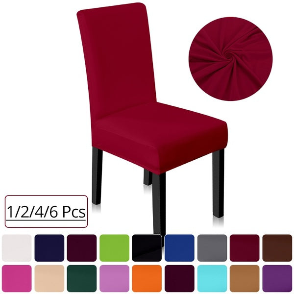 Upgrade 18 Colors 6-4-2-1pcs Chair Cover Detachable Thin Solid Stretch Chair Cover Banquet Seat Cover Washable Slipcovers Home Hotel Supplies Gifts