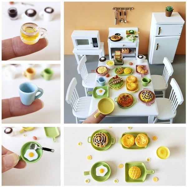 1:12 Dollhouse Kitchenware Mini Baking Trays-Cups-Food Doll House Kitchen Accessories Bakeware Miniature Scene Kids Toy