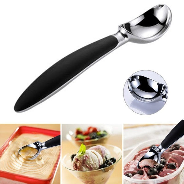 1PC Stainless Steel Ice Cream Scoop Ice Ball Maker Frozen Yogurt Cookie Dough Meat Ball Rice Dishes Ice Cream Spoon Tool OK 0742