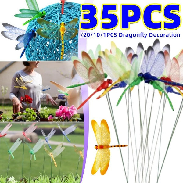 35-20-10-1PCS Dragonfly Garden Decorative Yard Planter Colorful Dragonfly Stakes Decoration Outdoor Flower Pots Decoration