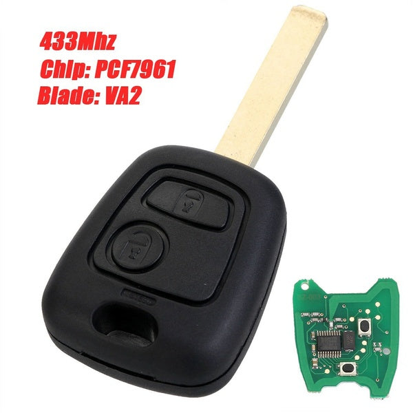 1pcs 2 Buttons Remote Control Car Key Slotted Remote Control For PEUGEOT 307 433MHZ With PCF7961 Transponder Chip