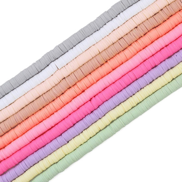 Heishi Beads Environmental Handmade Polymer Clay Spacer 6mm Disk Flat Beads for Surfer Chocker Necklace Bracelet